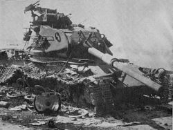 An Israeli M60 Patton destroyed in the Sinai